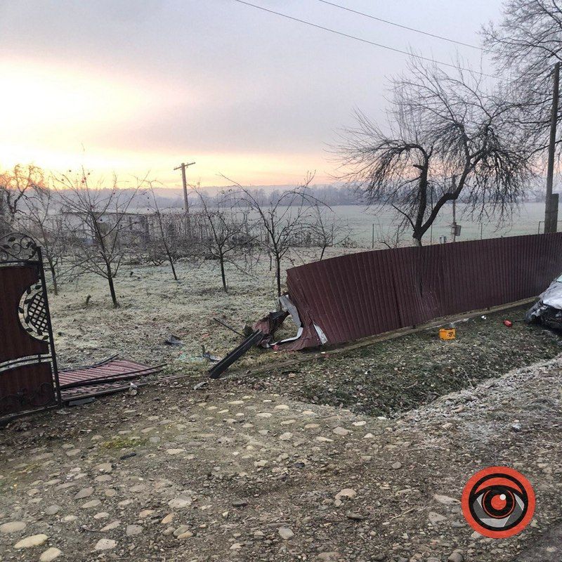 ДТП під Ценявою: легковик зніс паркан та ворота 1