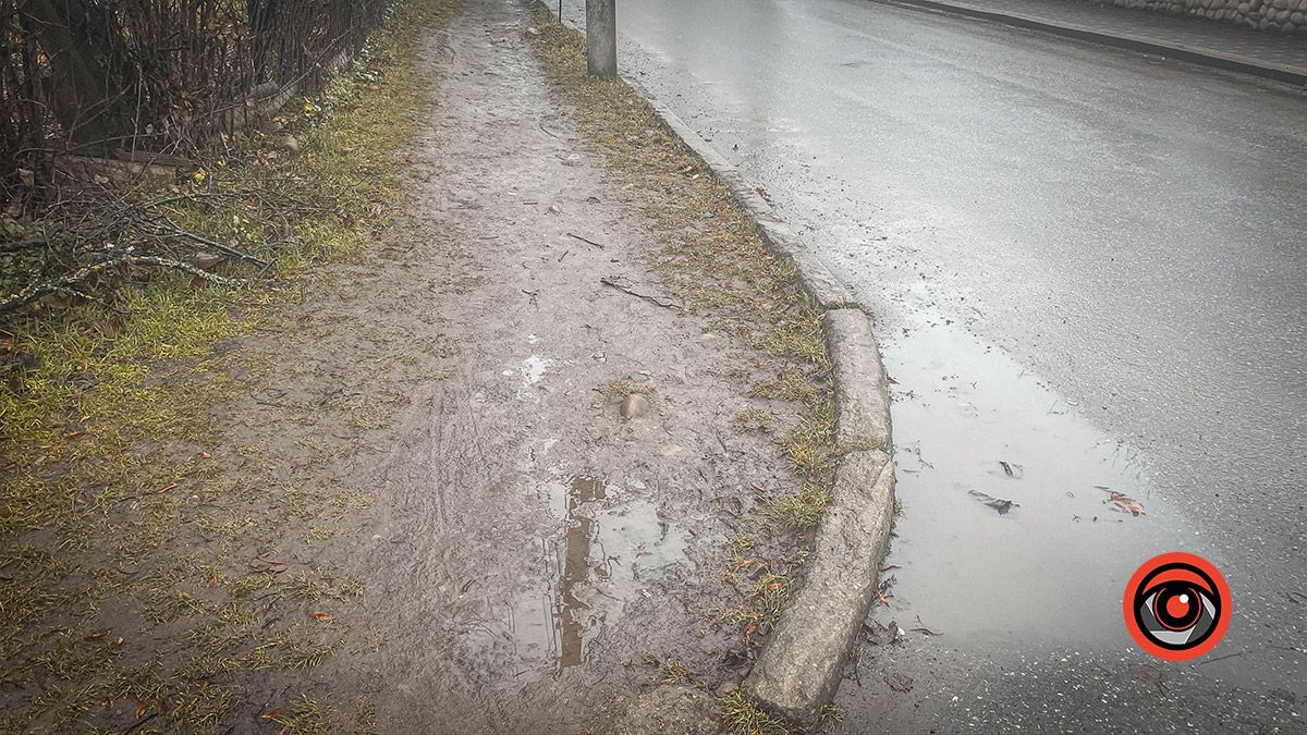 До тротуару руки влади не доходять: на частині вул. Тарабалки заболочена пішохідна зона 4