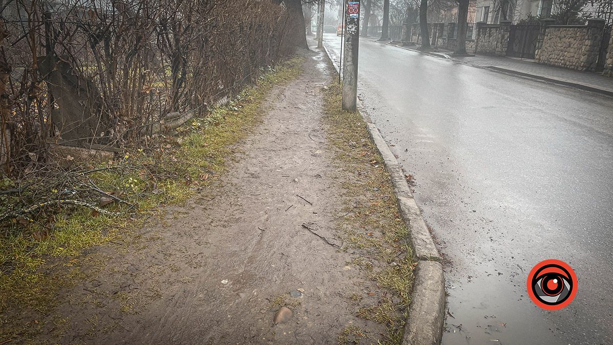 До тротуару руки влади не доходять: на частині вул. Тарабалки заболочена пішохідна зона 1
