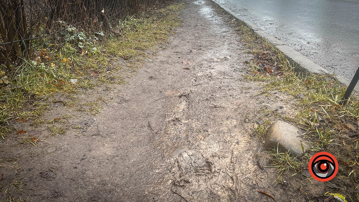 До тротуару руки влади не доходять: на частині вул. Тарабалки заболочена пішохідна зона 2