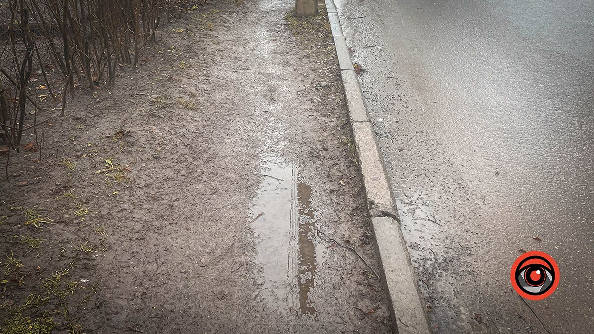До тротуару руки влади не доходять: на частині вул. Тарабалки заболочена пішохідна зона 5