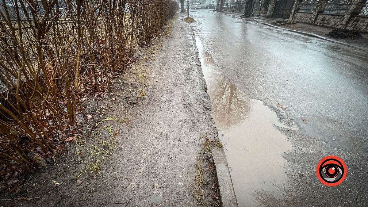 До тротуару руки влади не доходять: на частині вул. Тарабалки заболочена пішохідна зона 6