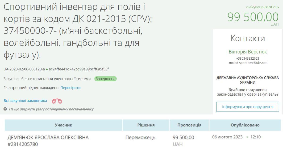 М'ячі по 4 тис грн для спортшколи Коломиї: деталі тендеру 1