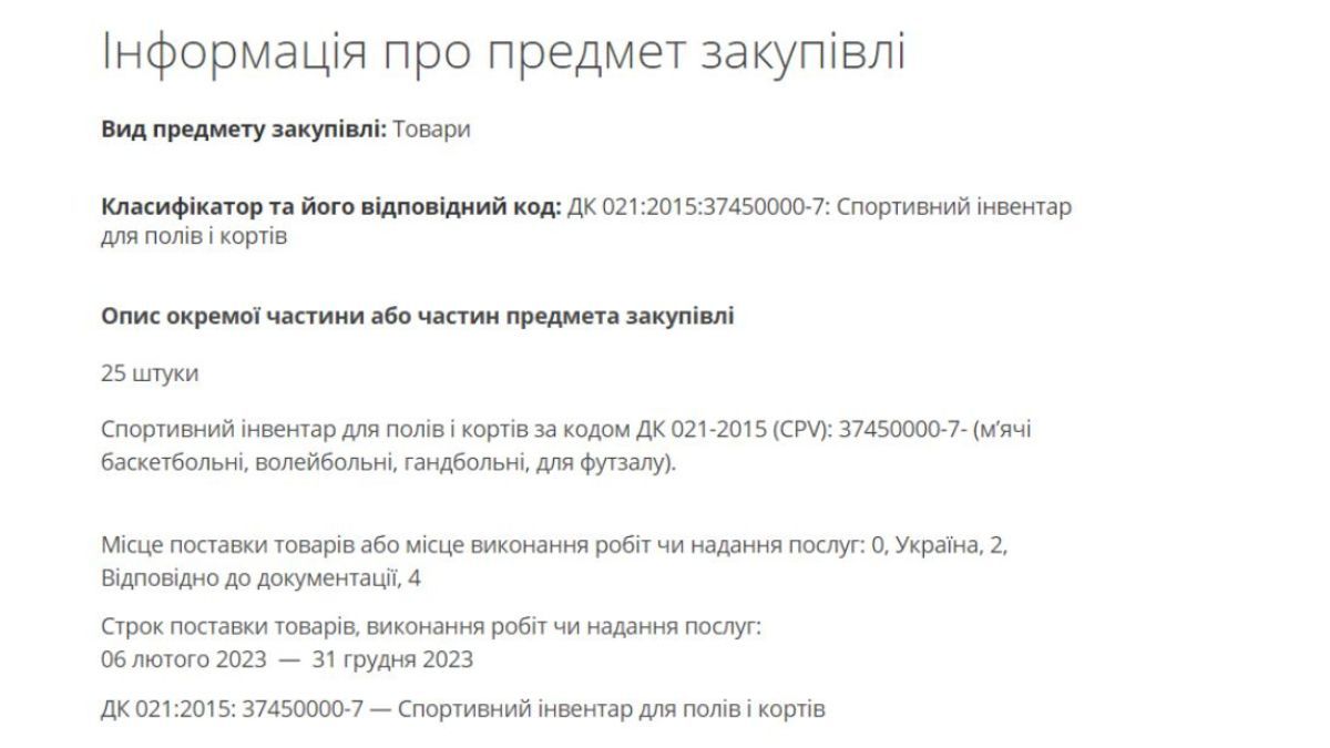 М'ячі по 4 тис грн для спортшколи Коломиї: деталі тендеру 2