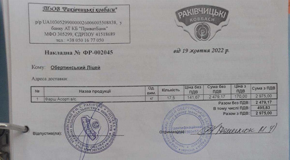 Не тільки хлібом єдиним: Обертинський ліцей мав також закупівлі риби і курятини по 1000 грн за 1 кг, фаршу - по 2000 грн. В чому причина? 6