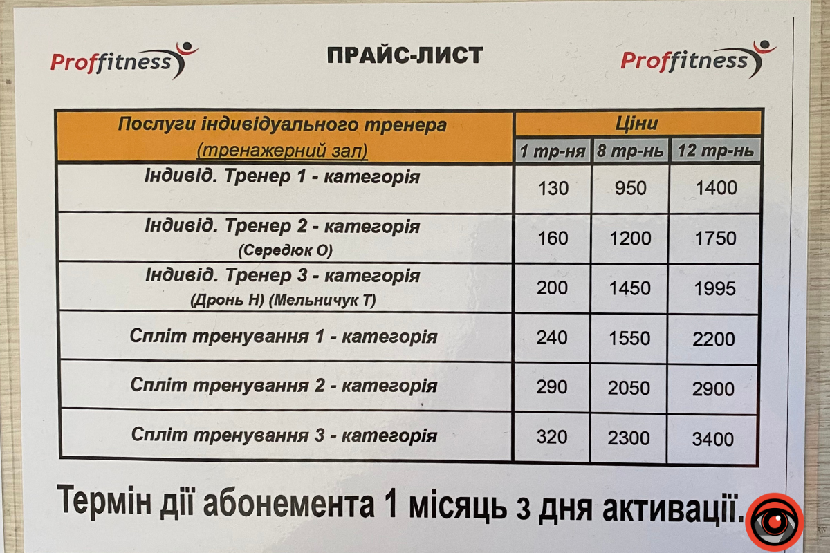 Які у Коломиї ціни на абонемент у спортзал? 6