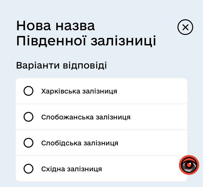 Тепер перейменовуємо Південну залізницю - нове опитування в Дії 2