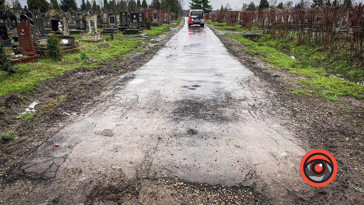 Могили у воді, а крізь новий асфальт прорізались кульбаби: як виглядає кладовище в Коломиї 4