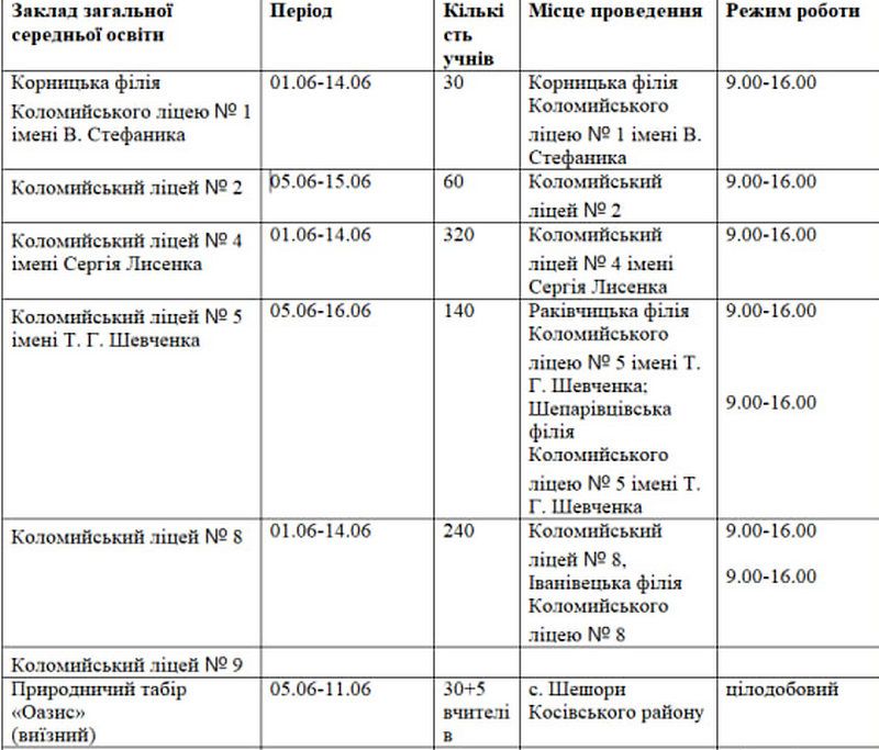 Як працюватимуть пришкільні табори у Коломиї цього літа 1