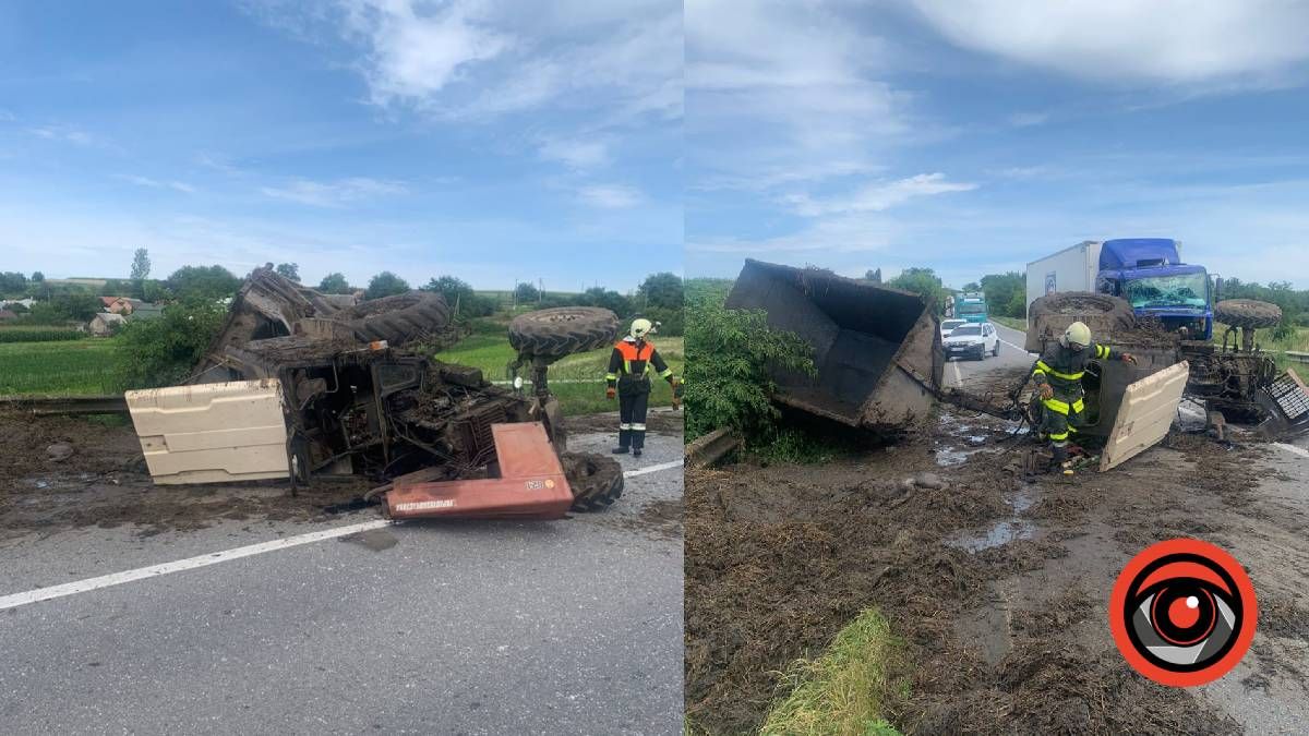 На Коломийщині трактор із гноєм зіткнувся з вантажівкою 1