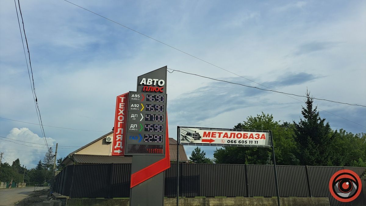 Бензин А 95 - 46,90 грн/л | Дизель - 47 грн/л