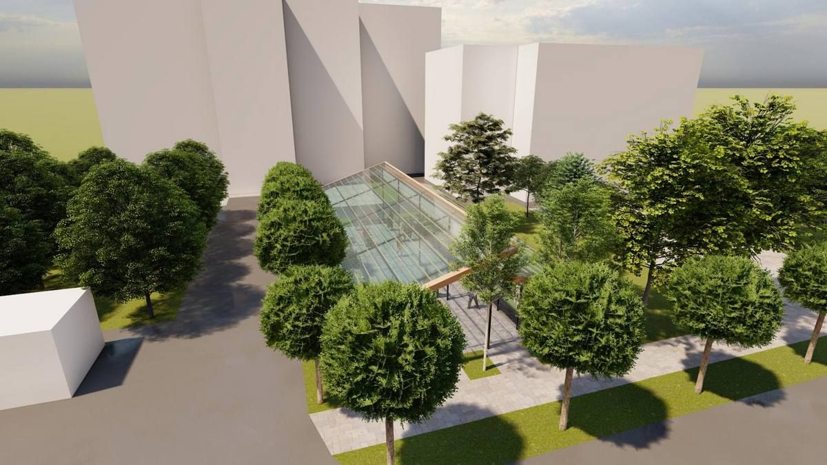 На вулиці Січових Стрільців розпочали встановлення металоконструкції на майданчику для ярмарку