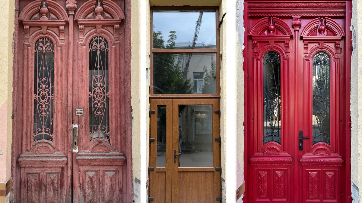 Як коломияни історію рятували: відновлені розкішні двері на Чорновола, 9