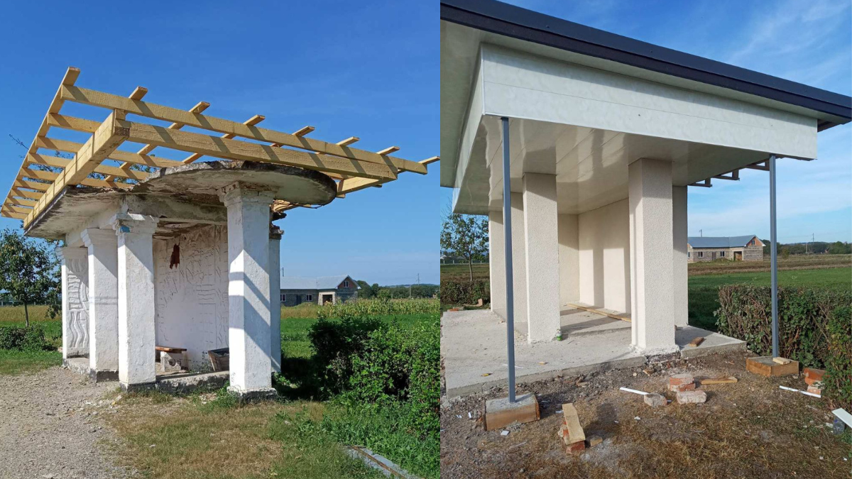 Як на Снятинщині відремонтували зупинку, яка була в аварійному стані 2