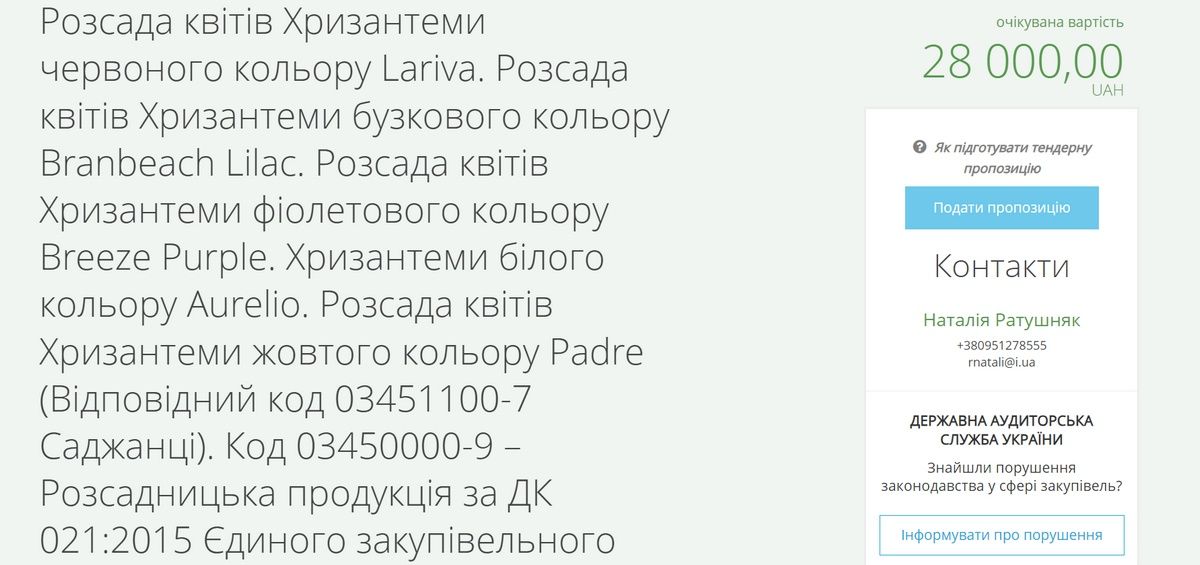 закупівлі хризантем