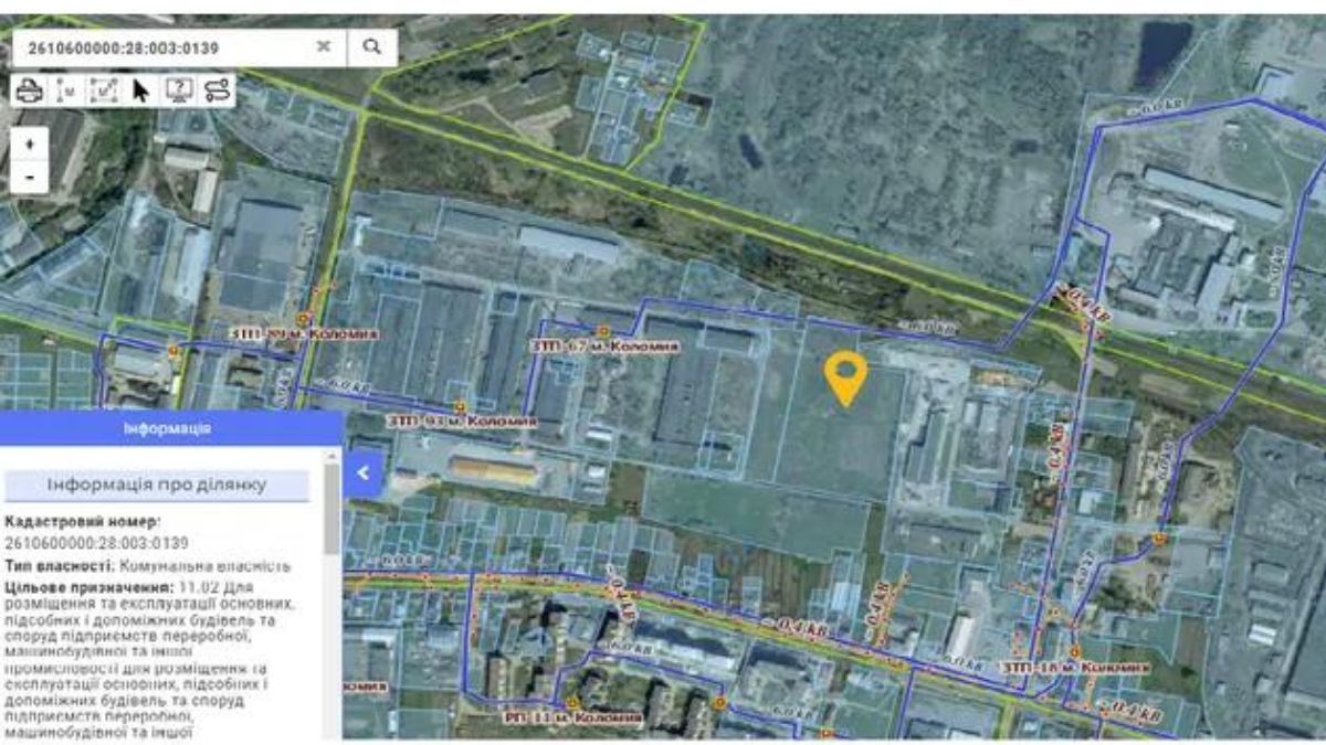 продаж землі на вул. Симоненка в Коломиї. карта
