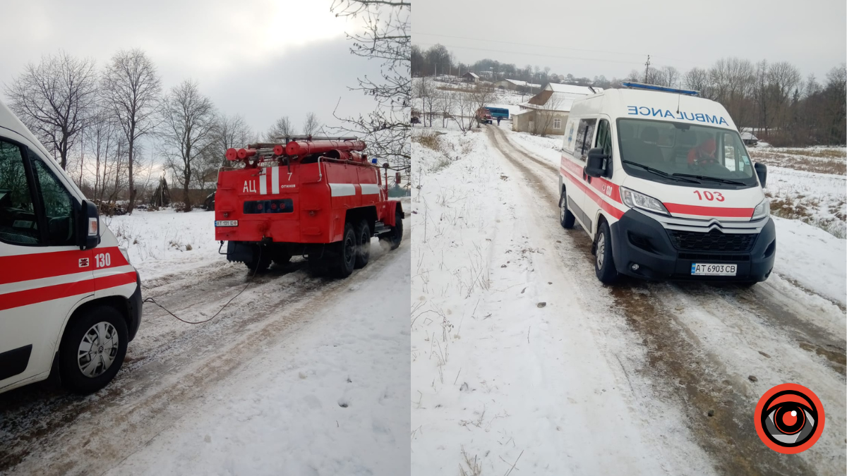 На Коломийщині на дорозі застрягла "швидка", яка їхала на виклик