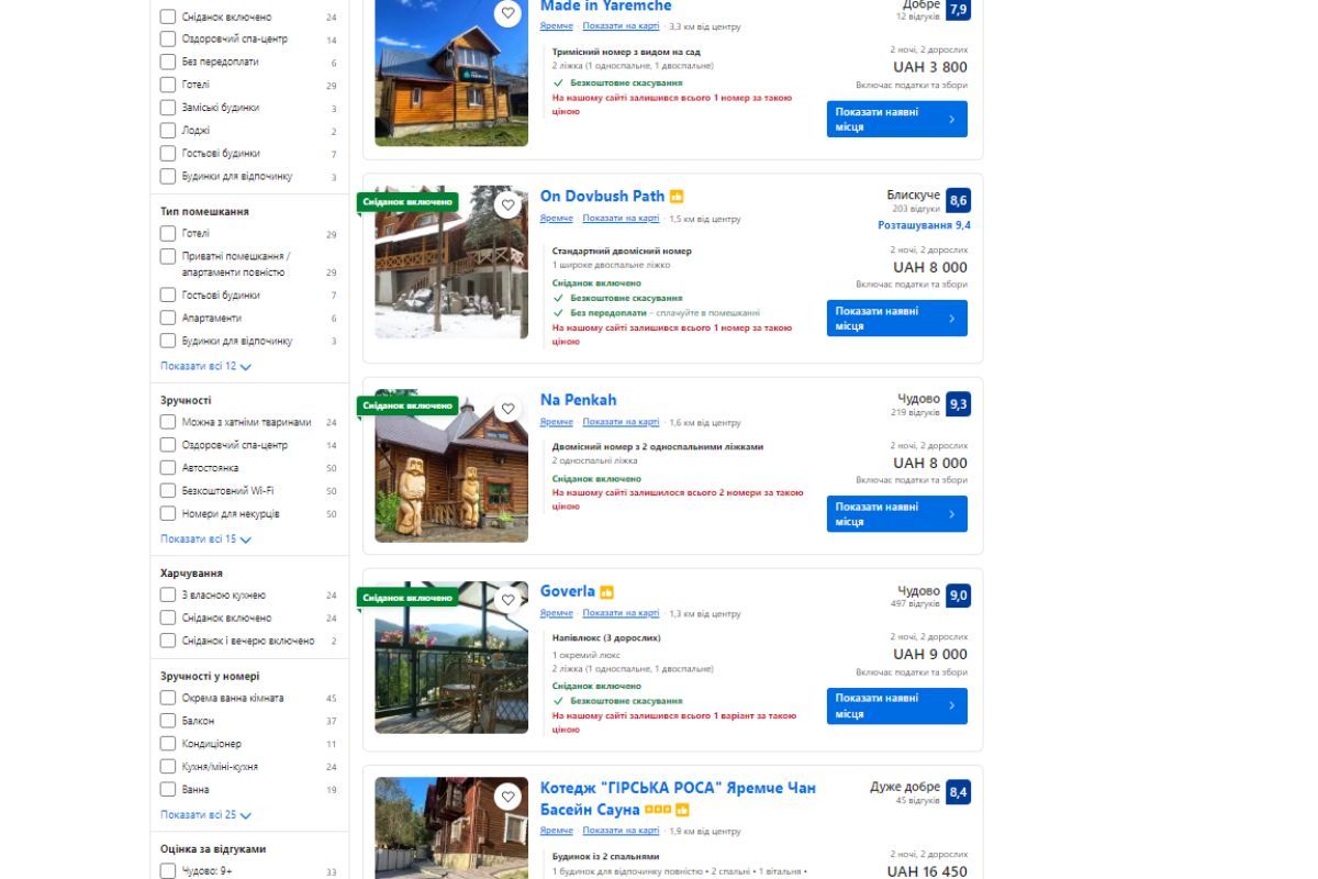 Новий рік в Яремче: ціни на житло 2