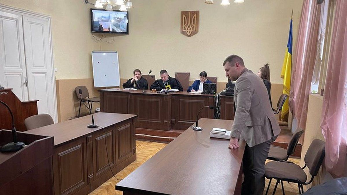 Засідання суду в справі обвинуваченого у держзраді Руслана Коцаби, 23 січня 2024 року, Коломийський міськрайонний суд, Івано-Франківщина. Фото: Суспільне Івано-Франківськ