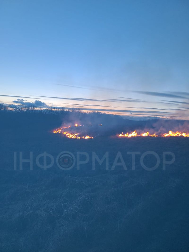 У селі Коломийської громади посеред зими горить трава 4