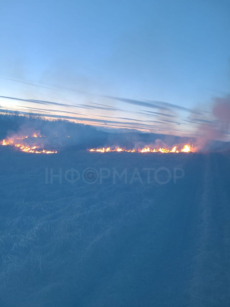 У селі Коломийської громади посеред зими горить трава 1