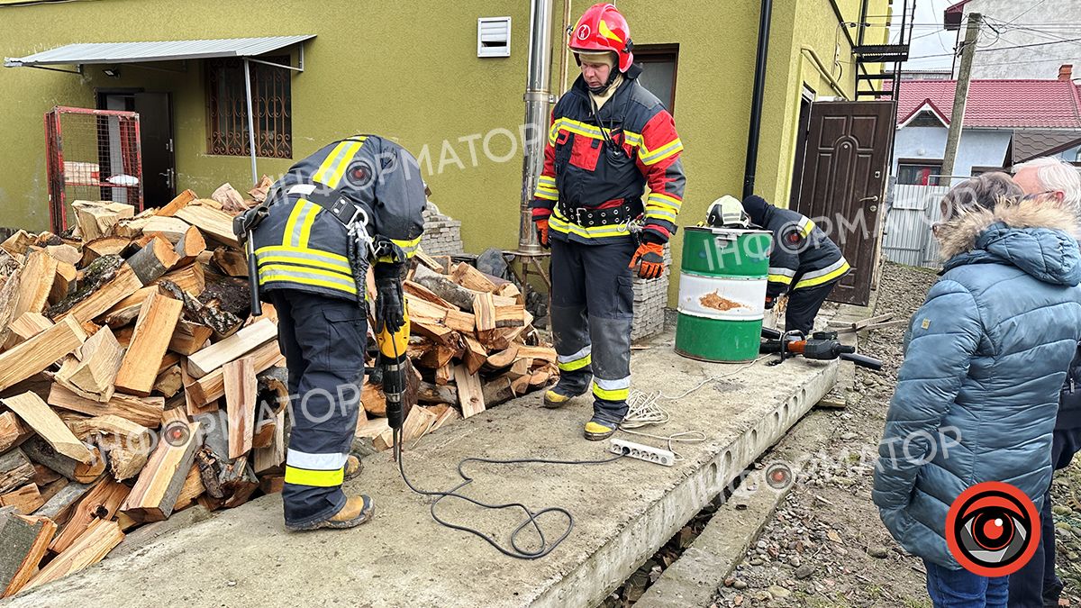 Застряг у плиті: у Коломиї рятувальники витягали кота 2