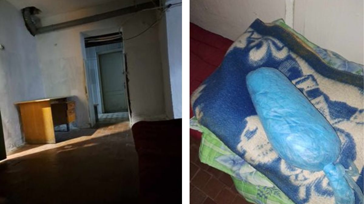 Це кімната для породіллі в укритті пологового будинку. Праворуч - "подушка"