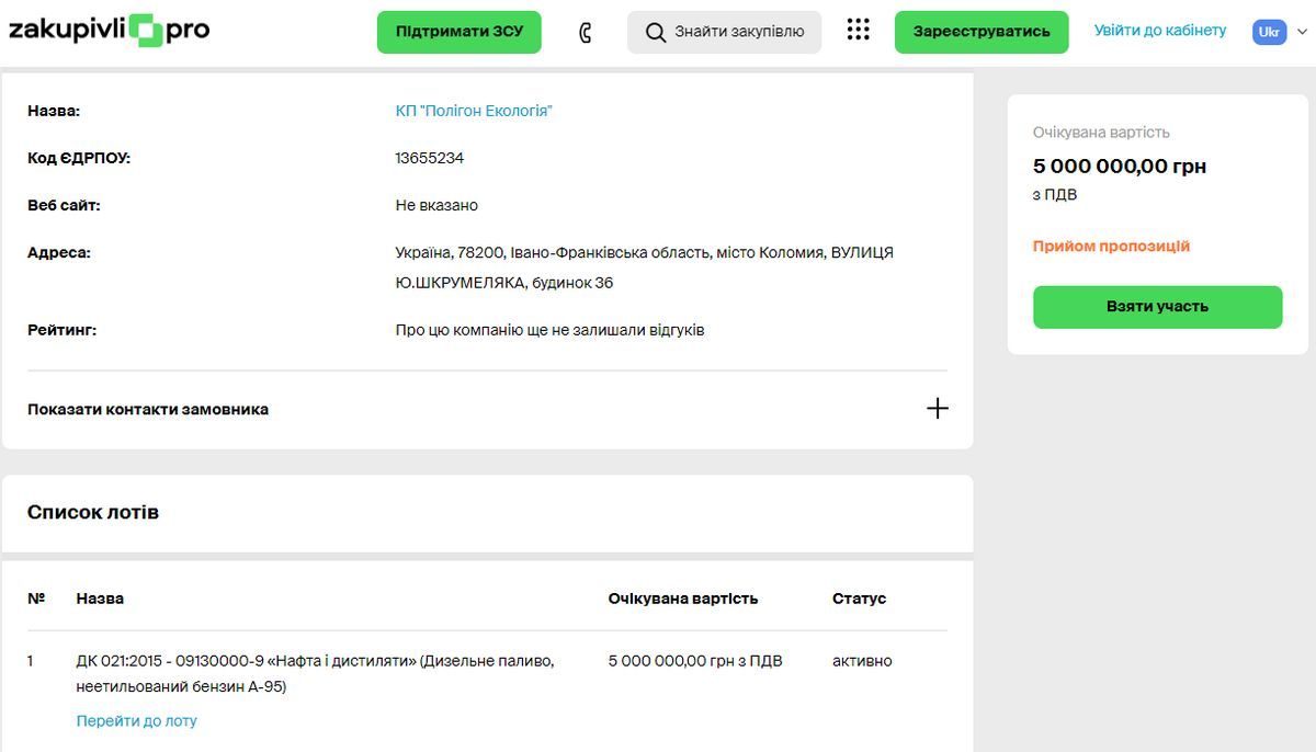 Комунальне підприємство Коломиї оголосило закупівлю маже 100 000 л пального на 5 млн грн 1