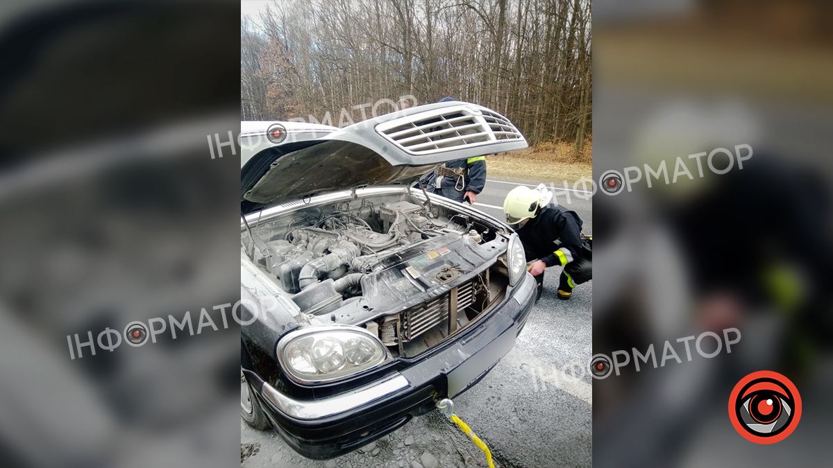 На Коломийщині посеред дороги загорівся легковий автомобіль 2