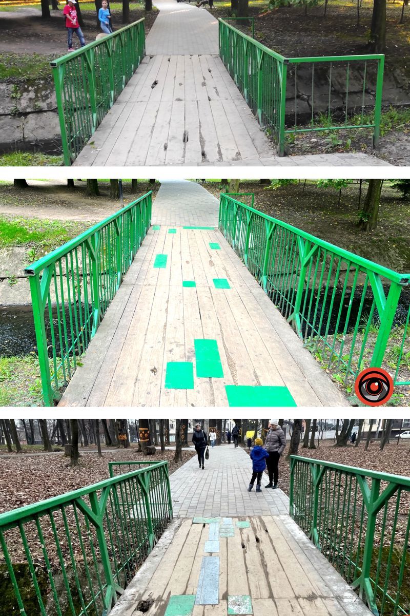 Дивіться не проваліться: на містку в парку Коломиї - латка на латці 1