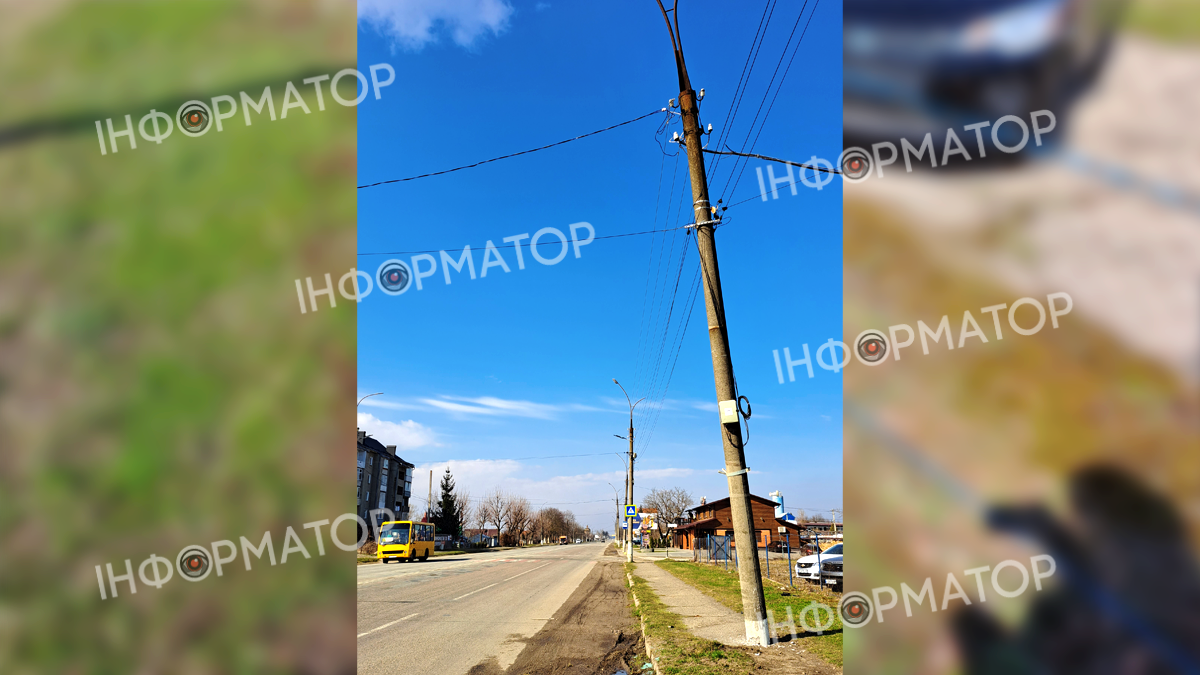 На вулиці Карпатській у Коломиї бетонна електроопора стоїть в аварійному стані 2
