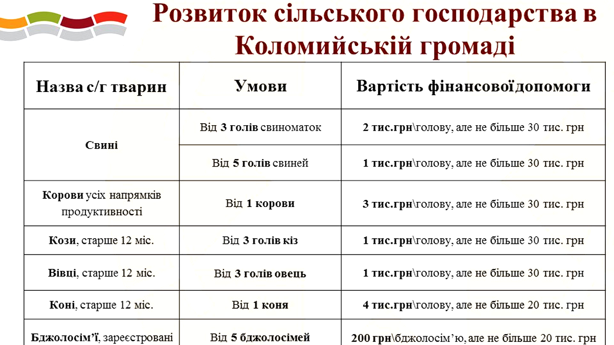 Влітку в Коломийській громаді розпочнеться виплата матеріальної допомоги за утримання сільськогосподарських тварин 1