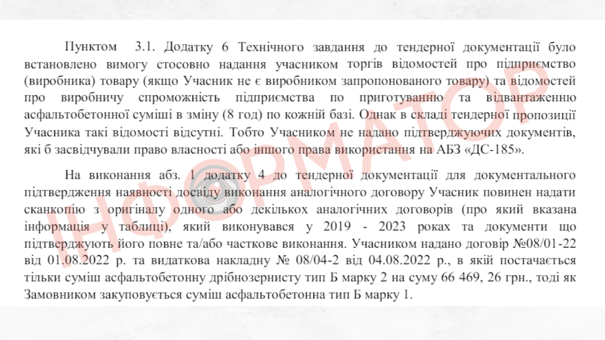 Обгрунтування відмови "Хімресурс-Прикарпаття"