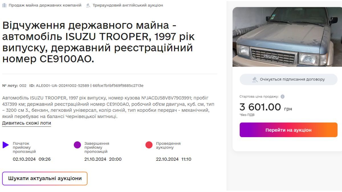 По 60-85$ за машину від Чернівецької митниці: деталі аукціонів 2