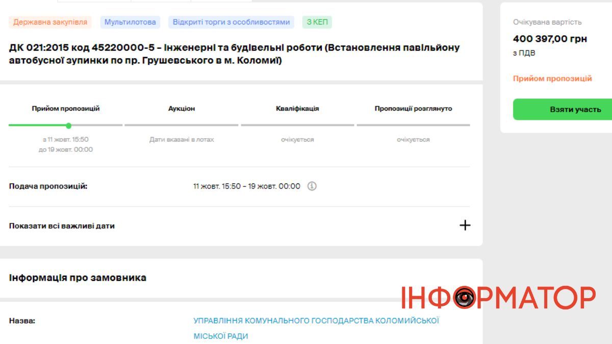 Павільйон за 400 тис грн хочуть звести у Коломиї 1