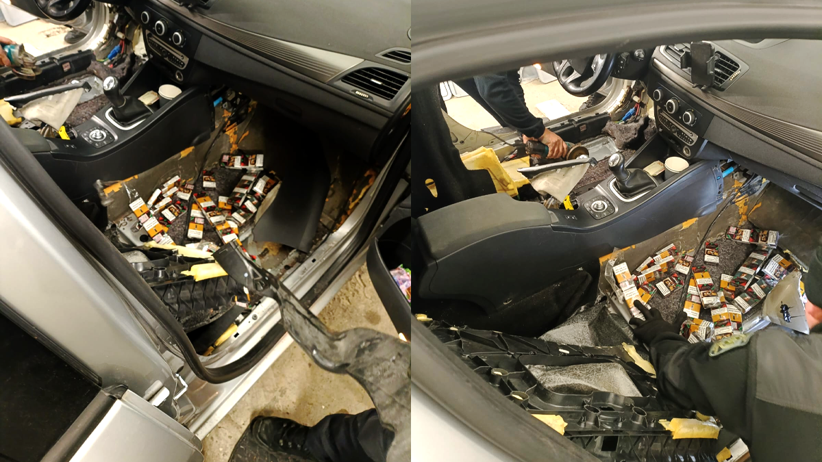 На кордоні виявили автівку, в якій облаштували сховок для незаконних цигарок 1