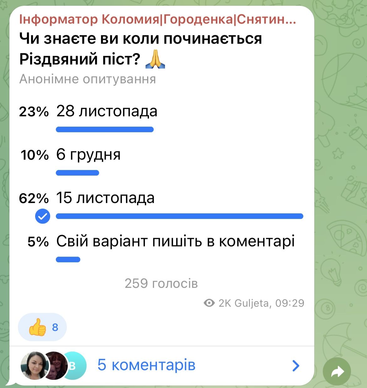 Чи знають у Коломиї коли починається Різдвяний піст? Опитування 1