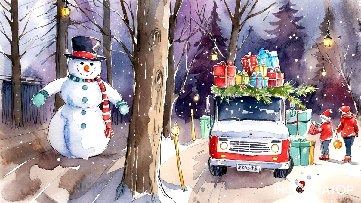 Зимові вулиці Коломиї в ілюстраціях: як ШІ бачить святкові пейзажі міста 9