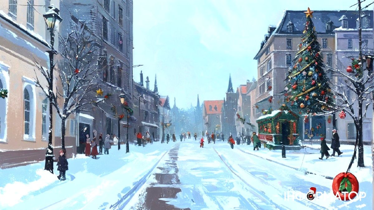 Зимові вулиці Коломиї в ілюстраціях: як ШІ бачить святкові пейзажі міста 7