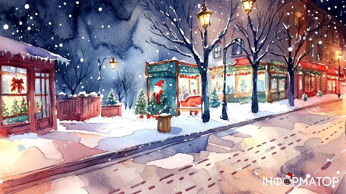 Зимові вулиці Коломиї в ілюстраціях: як ШІ бачить святкові пейзажі міста 22
