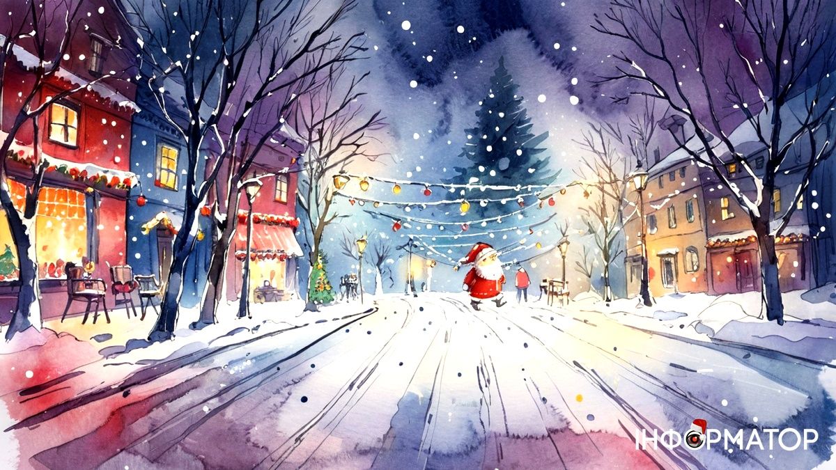 Зимові вулиці Коломиї в ілюстраціях: як ШІ бачить святкові пейзажі міста 5