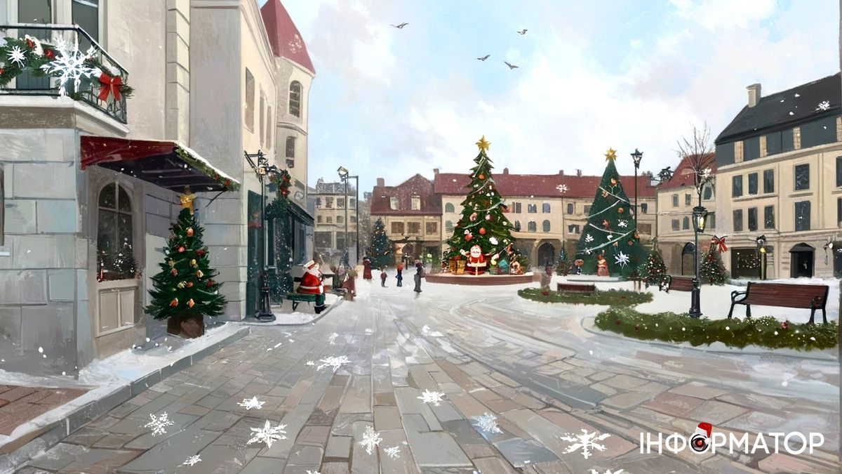 Зимові вулиці Коломиї в ілюстраціях: як ШІ бачить святкові пейзажі міста 4