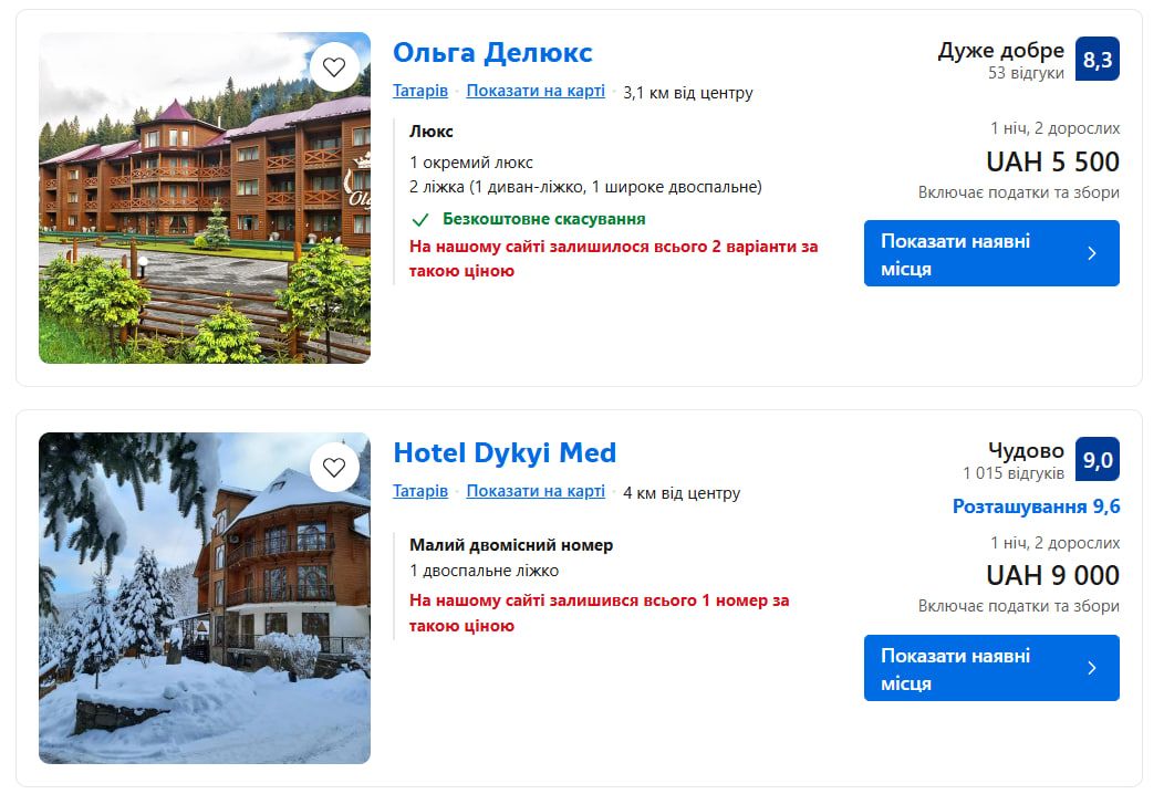 Ціни на оренду житла на Новий рік у Яремче, Микуличині, Татарові, Ворохті 1