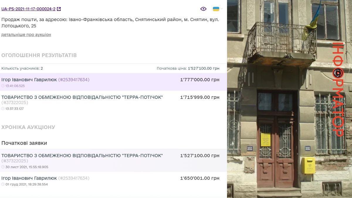 аукціон пошта снятин