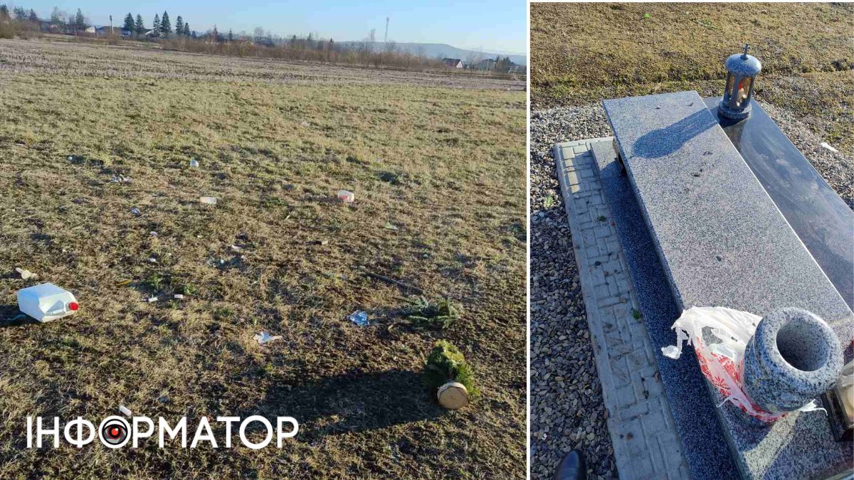 Собаки шкодять могили на сільському кладовищі в Корничі 1