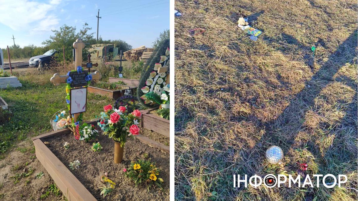 Собаки шкодять могили на сільському кладовищі в Корничі 3