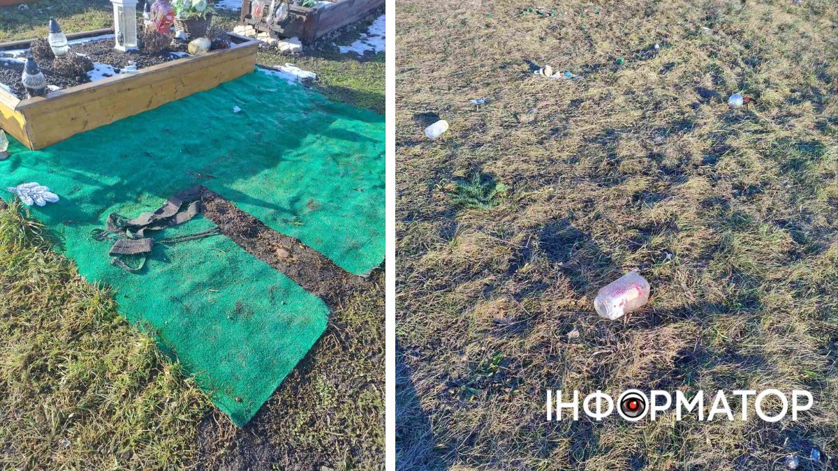 Собаки шкодять могили на сільському кладовищі в Корничі 2