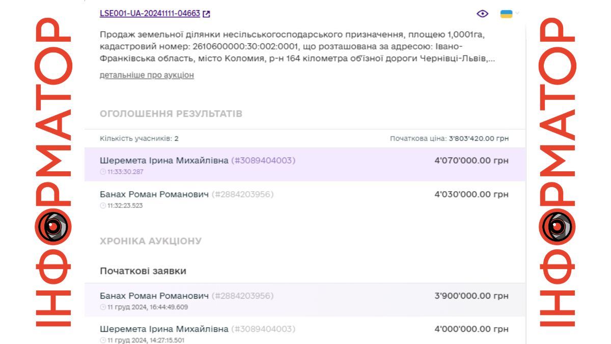 Влада Коломиї продала з аукціону гектар землі 1