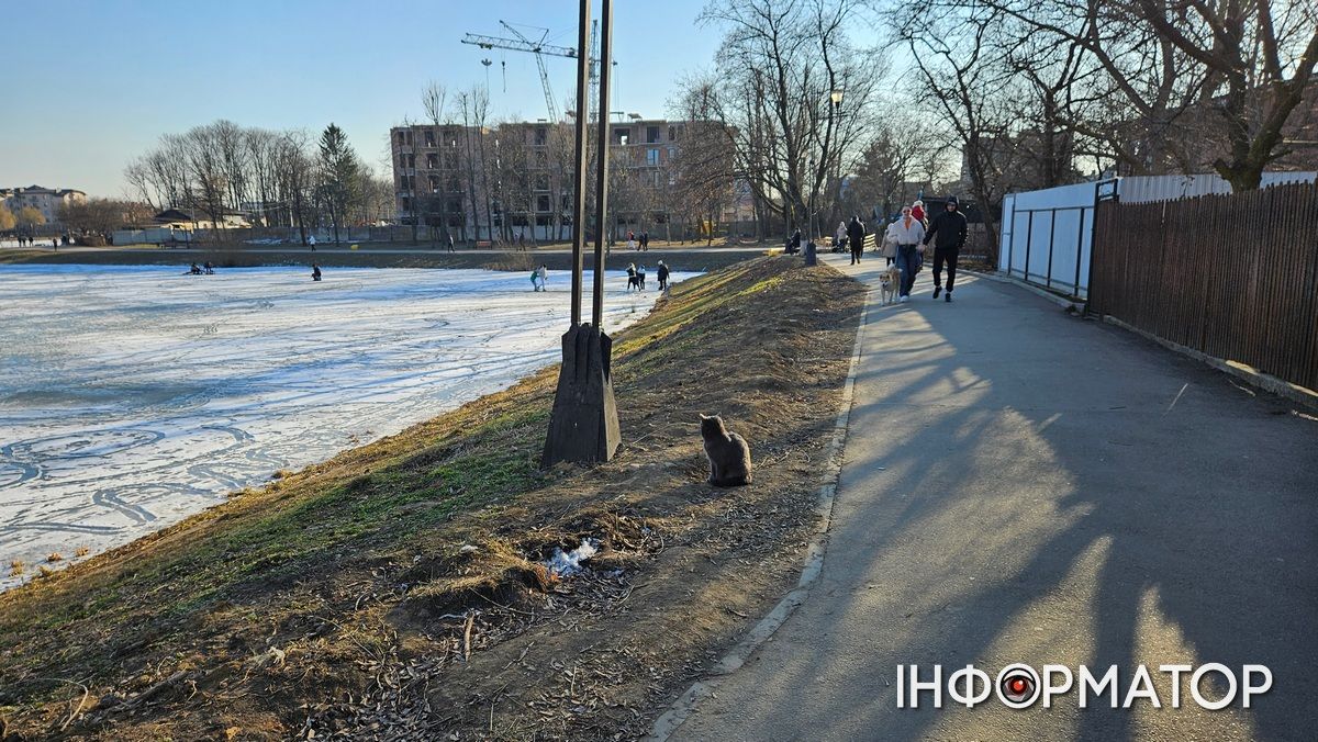 Коломияни випробовують лід міського озера на міцність 11