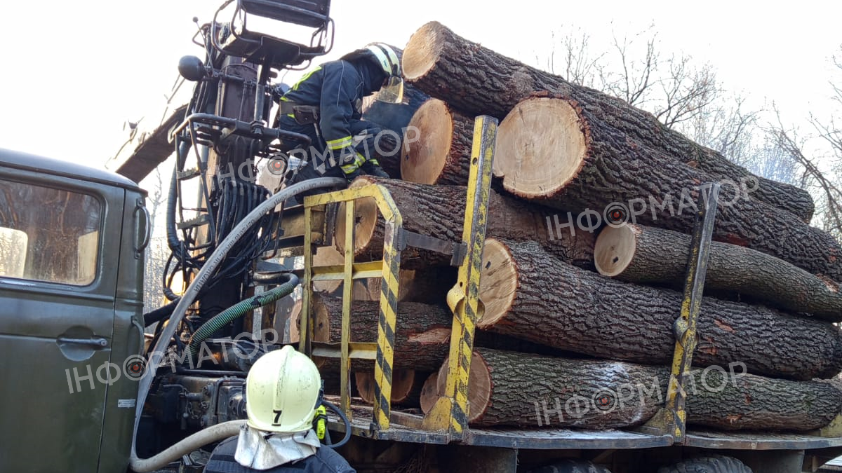 Пожежа дерева на лісовозі